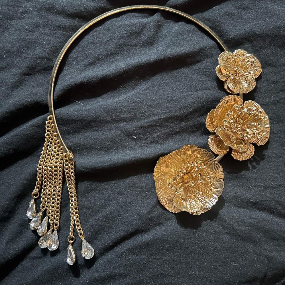 Gold Floral Statement Necklace